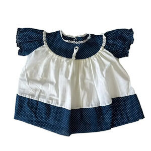 Vintage Alexis Polka Dot‎ Ruffled Dress Toddler Girl 12M Navy White Prairie